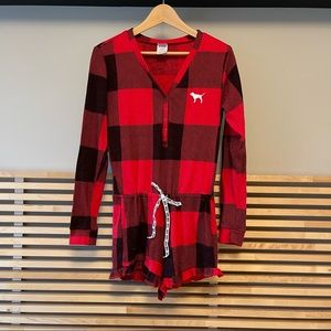 Victoria’s Secret PJ Romper Red Plaid M